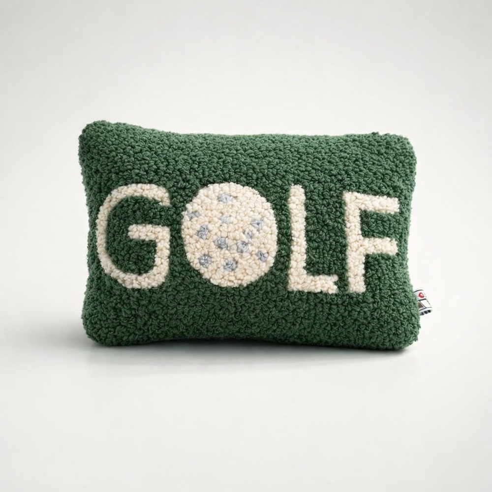 CHANDLER 4 CORNERS ARTIST-DESIGNED GOLF HAND-HOOKED WOOL DECORATIVE THROW PILLOW